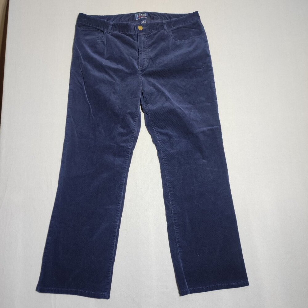 Chaps Denim corduroy pants woman's size 16 dark blue colour straight leg